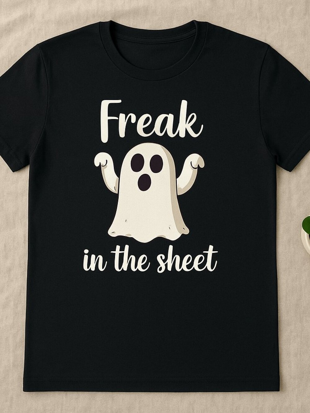 Freak in the Sheet Ghost Halloween Graphic Tee | Black Funny Spooky T-Shirt